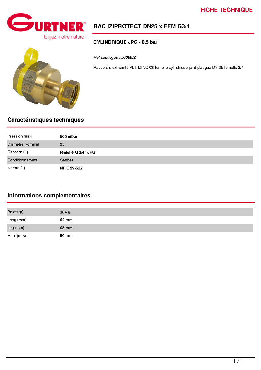 Fiche technique fournisseur