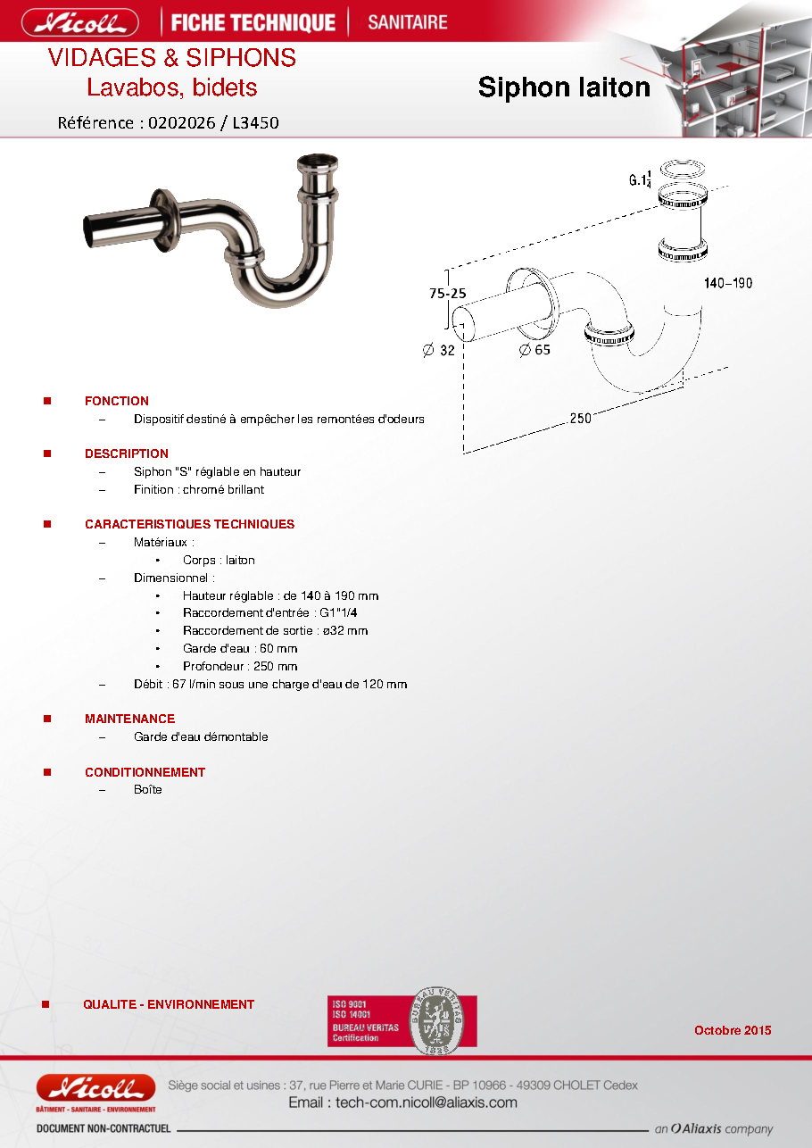 Fiche technique fournisseur