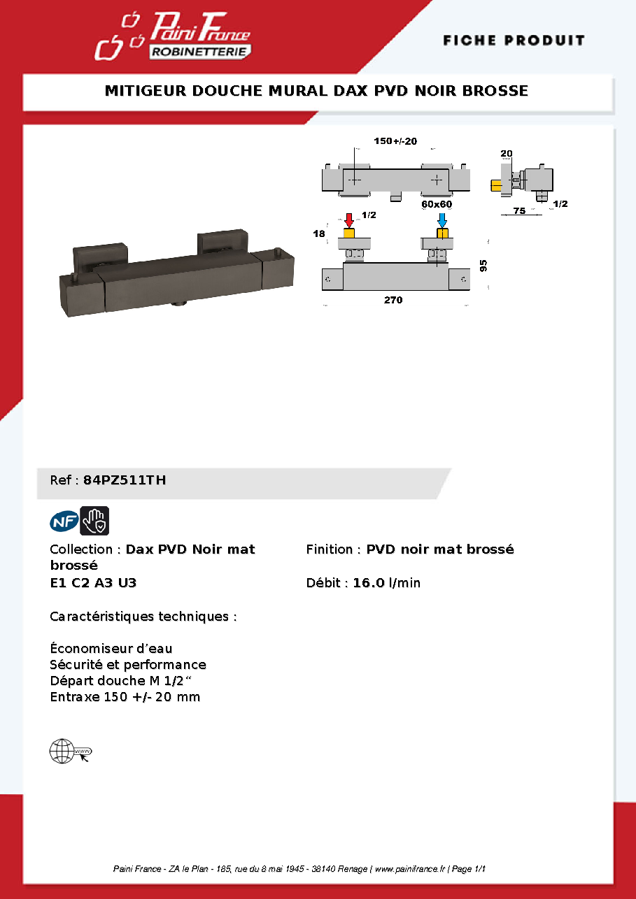 Fiche technique fournisseur