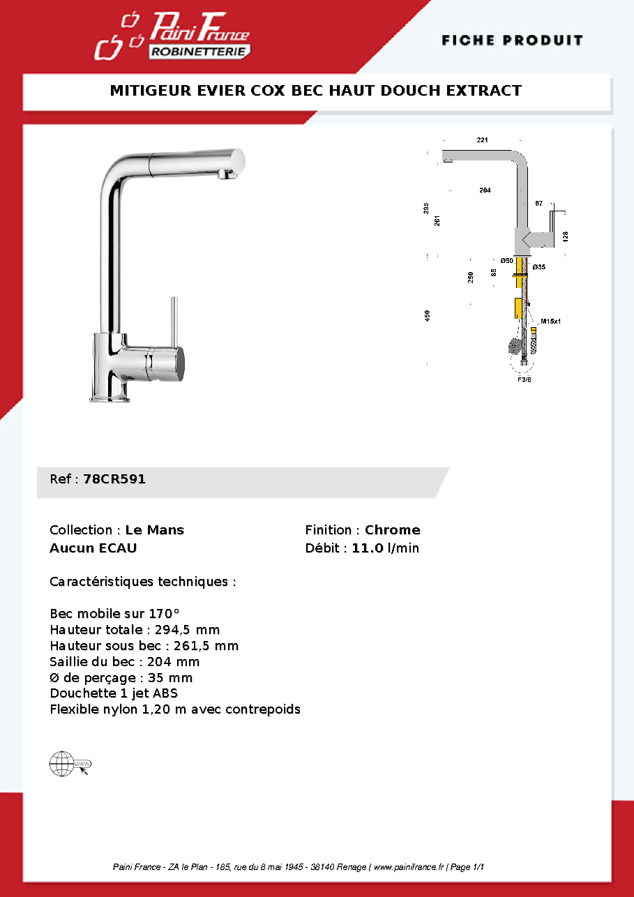 Fiche technique fournisseur