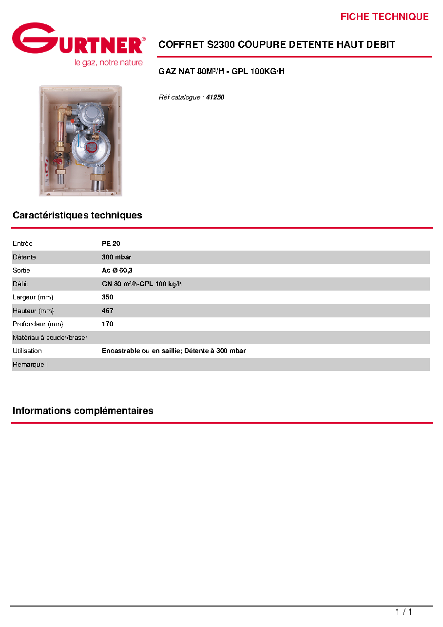 Fiche technique fournisseur
