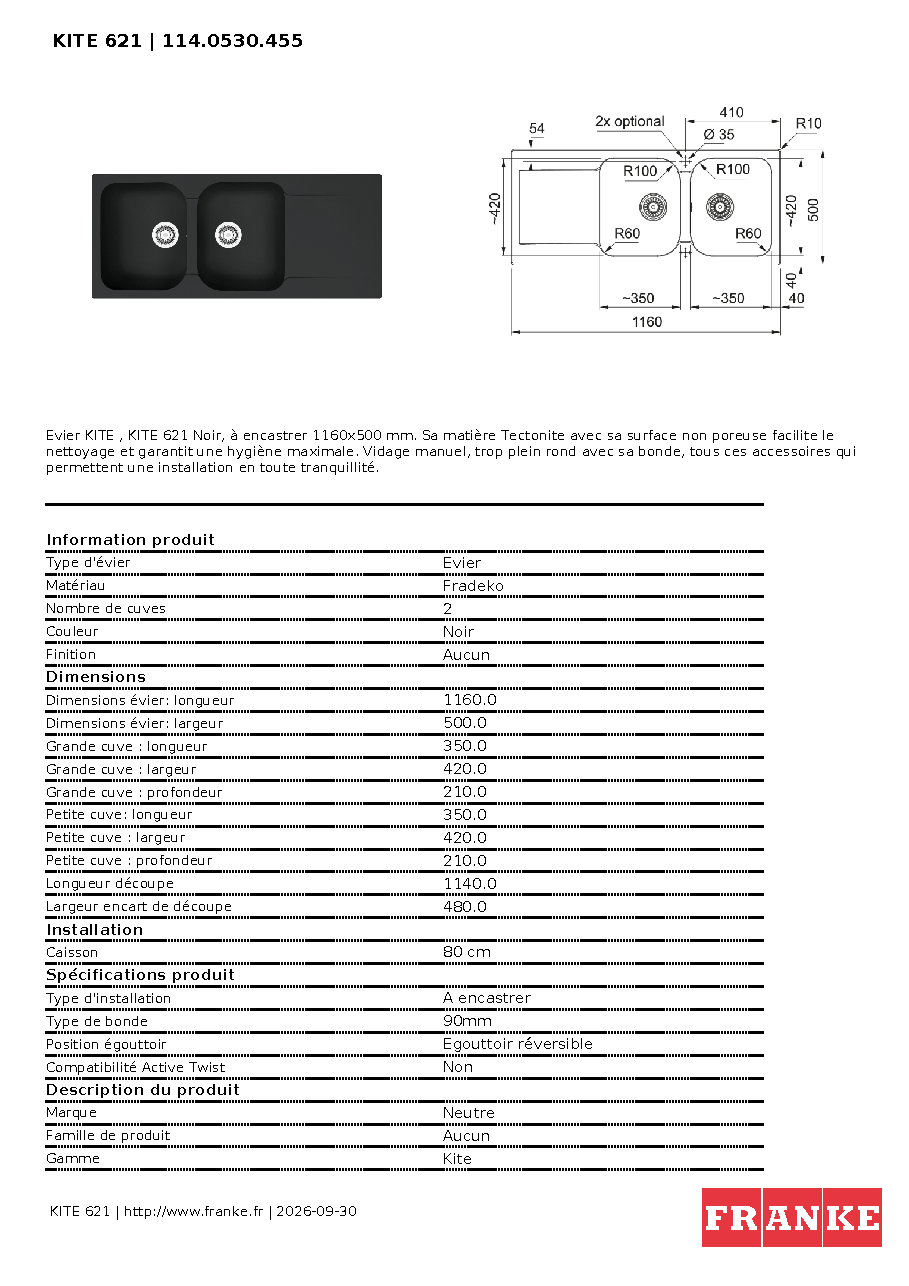 Fiche technique fournisseur