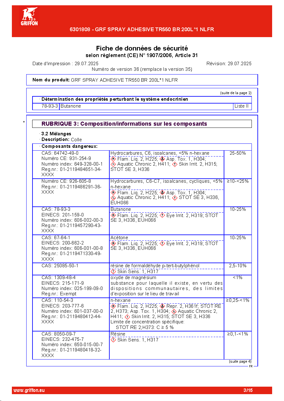 Fiche technique fournisseur