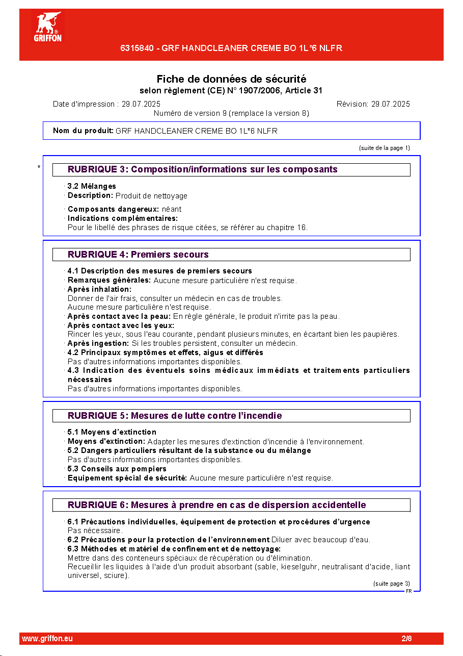 Fiche technique fournisseur