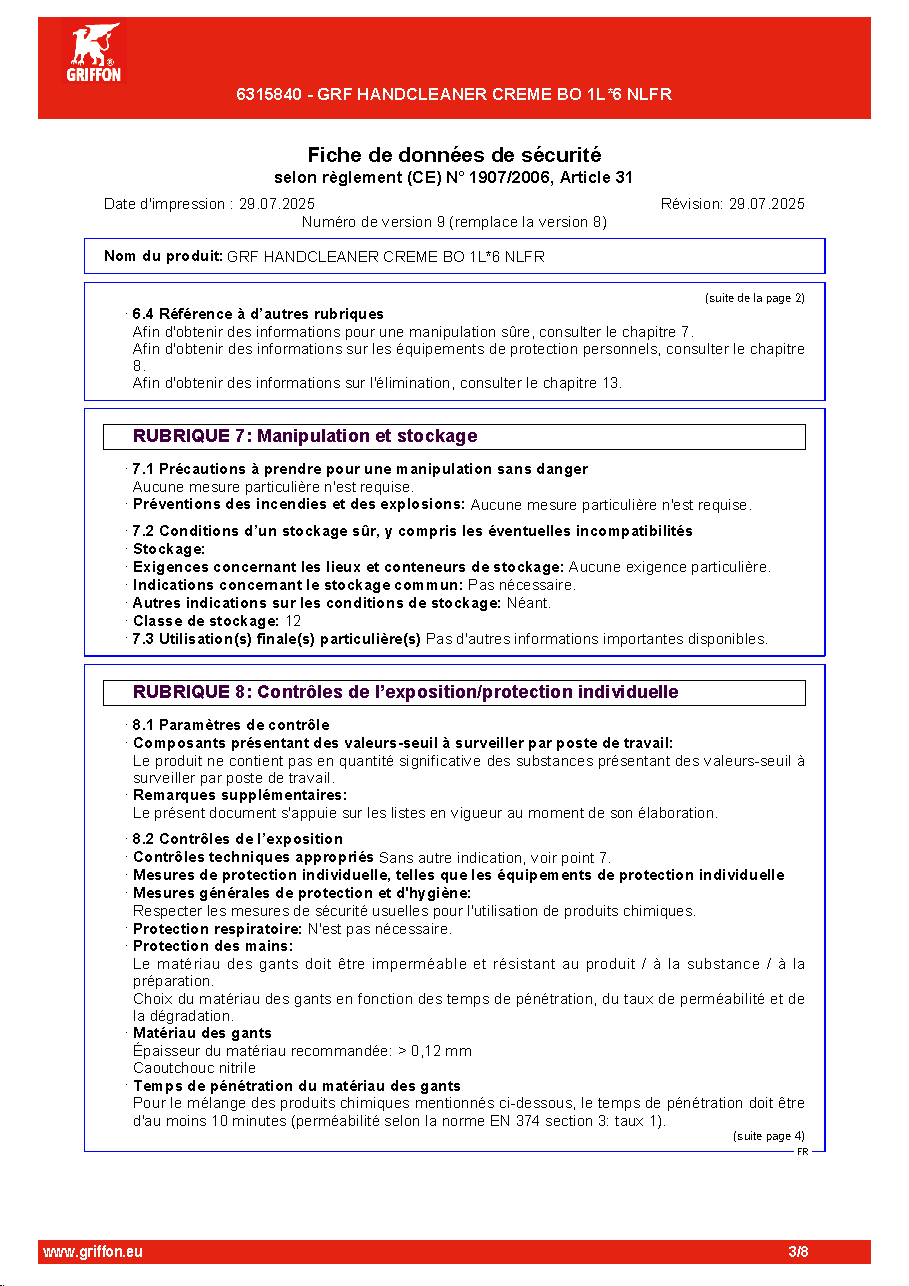 Fiche technique fournisseur