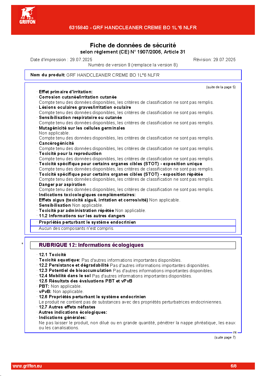 Fiche technique fournisseur
