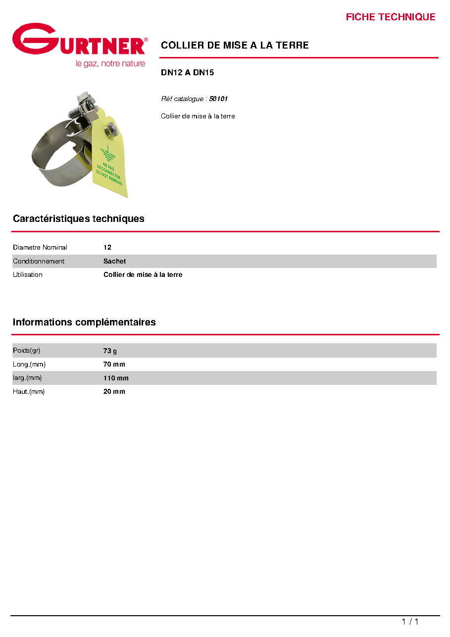 Fiche technique fournisseur