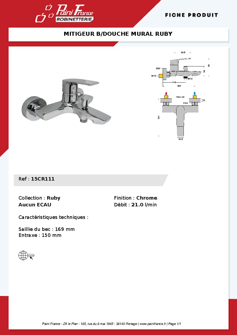 Fiche technique fournisseur