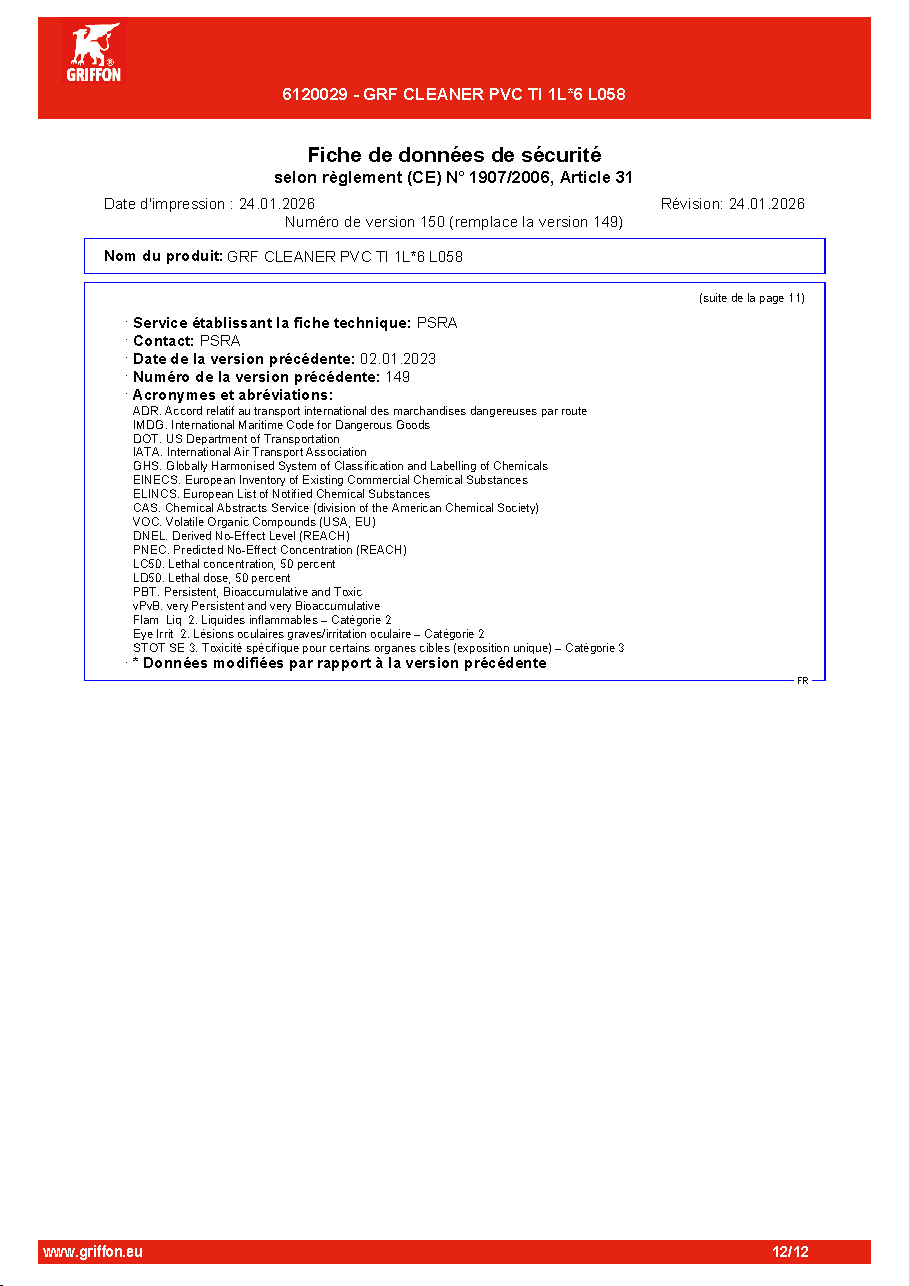 Fiche technique fournisseur