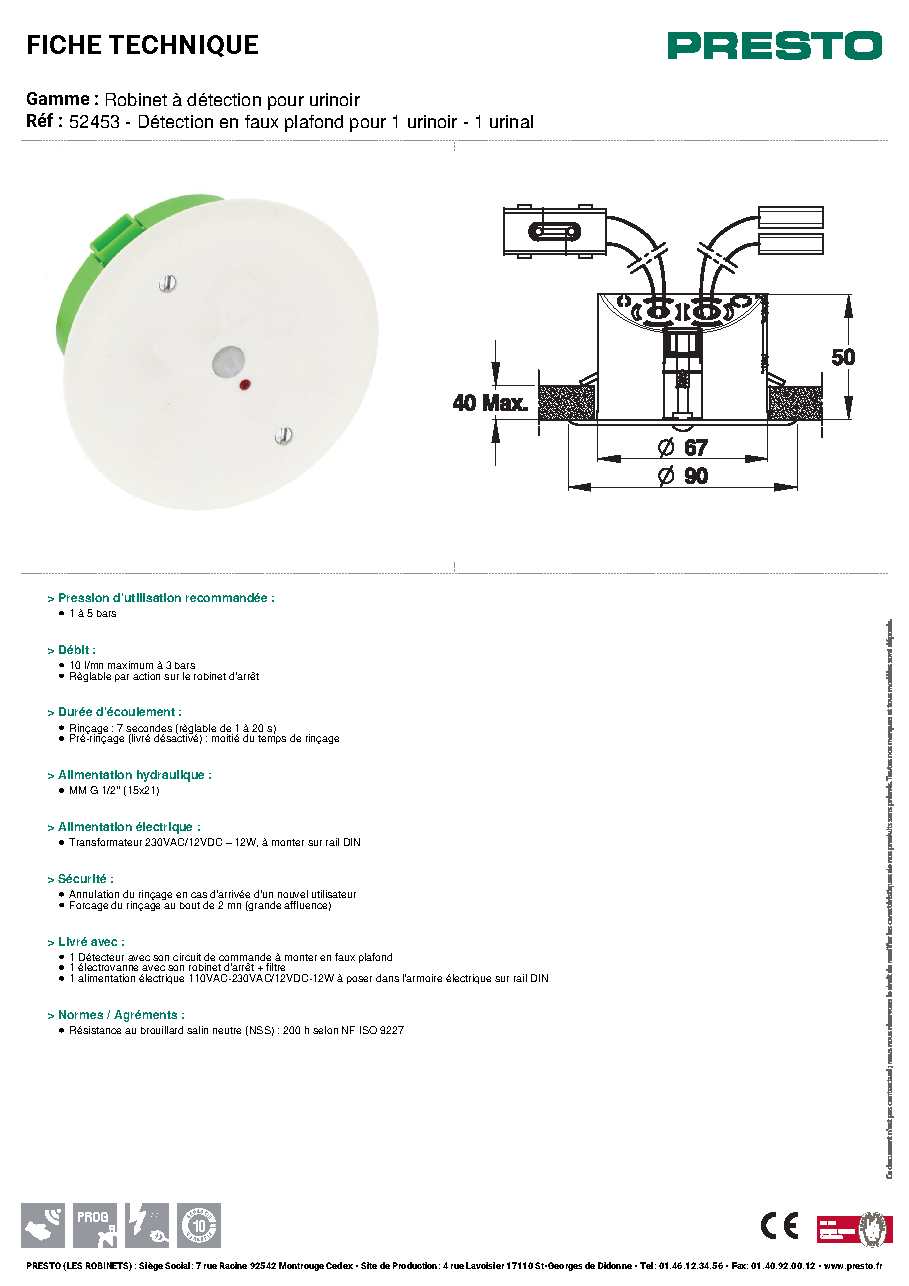 Fiche technique fournisseur