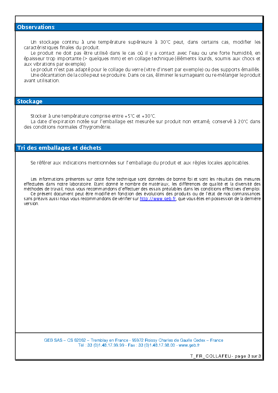 Fiche technique fournisseur