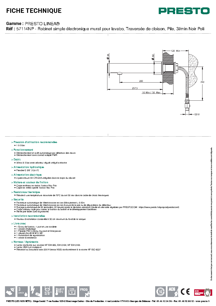 Fiche technique fournisseur