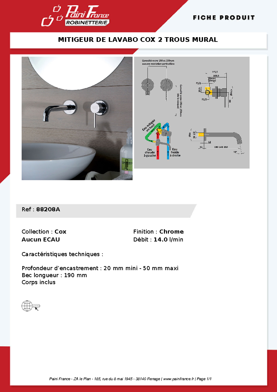 Fiche technique fournisseur