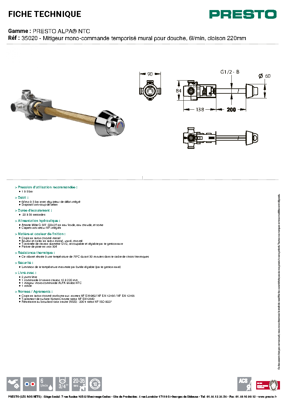 Fiche technique fournisseur