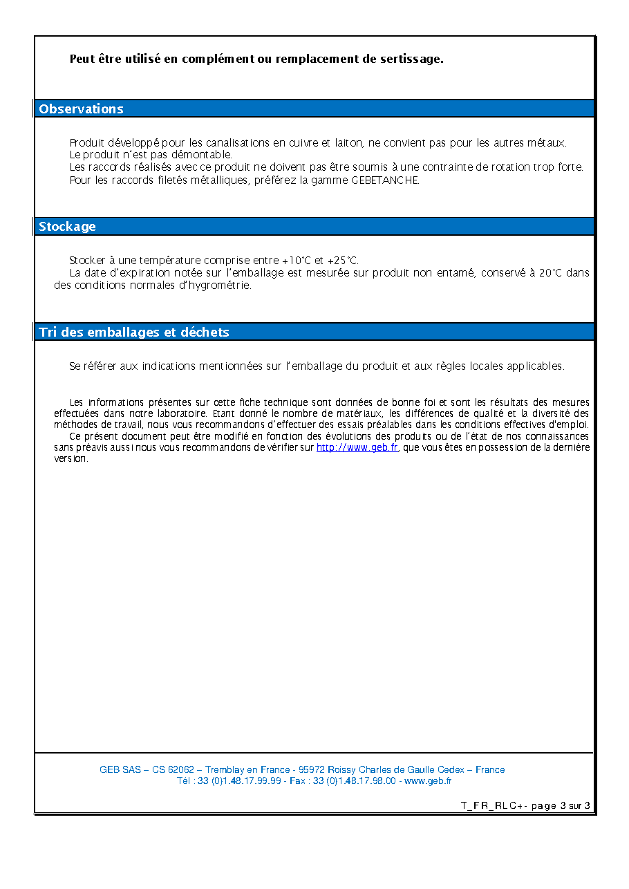 Fiche technique fournisseur