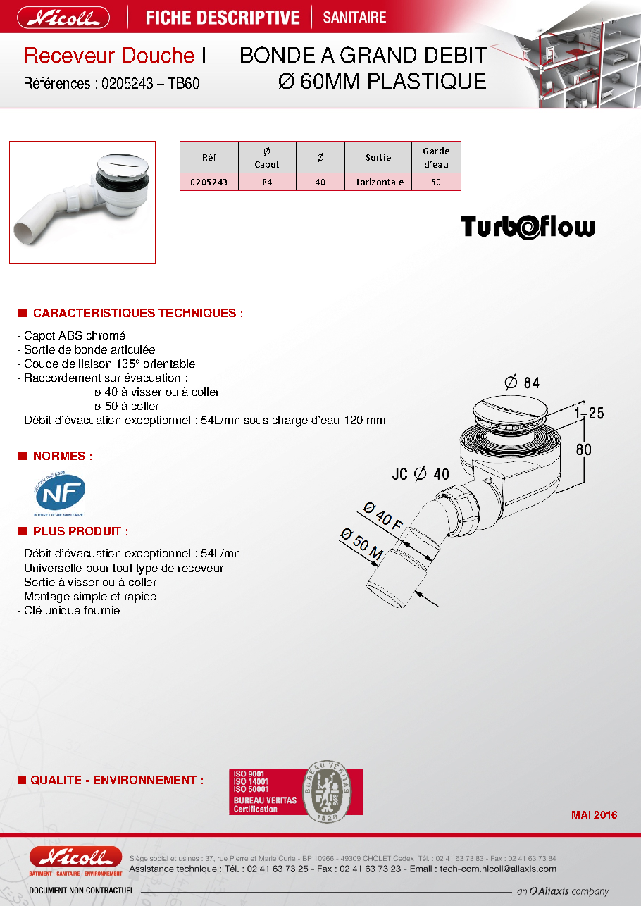 Fiche technique fournisseur
