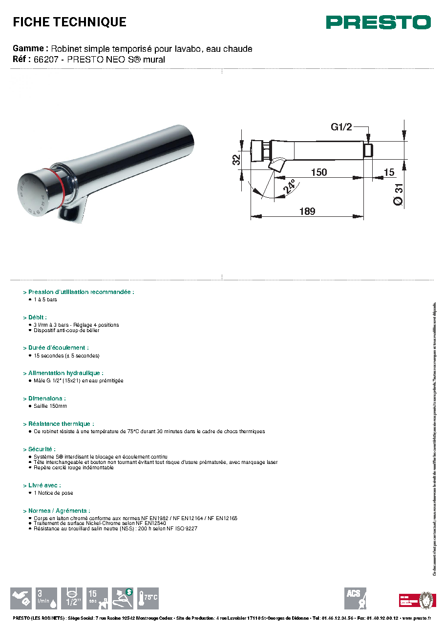 Fiche technique fournisseur