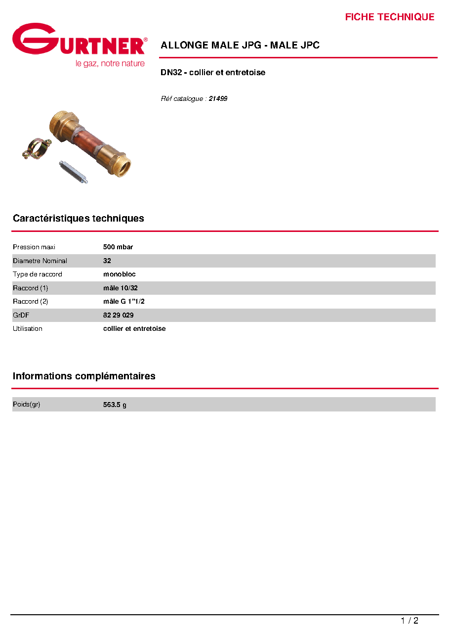Fiche technique fournisseur