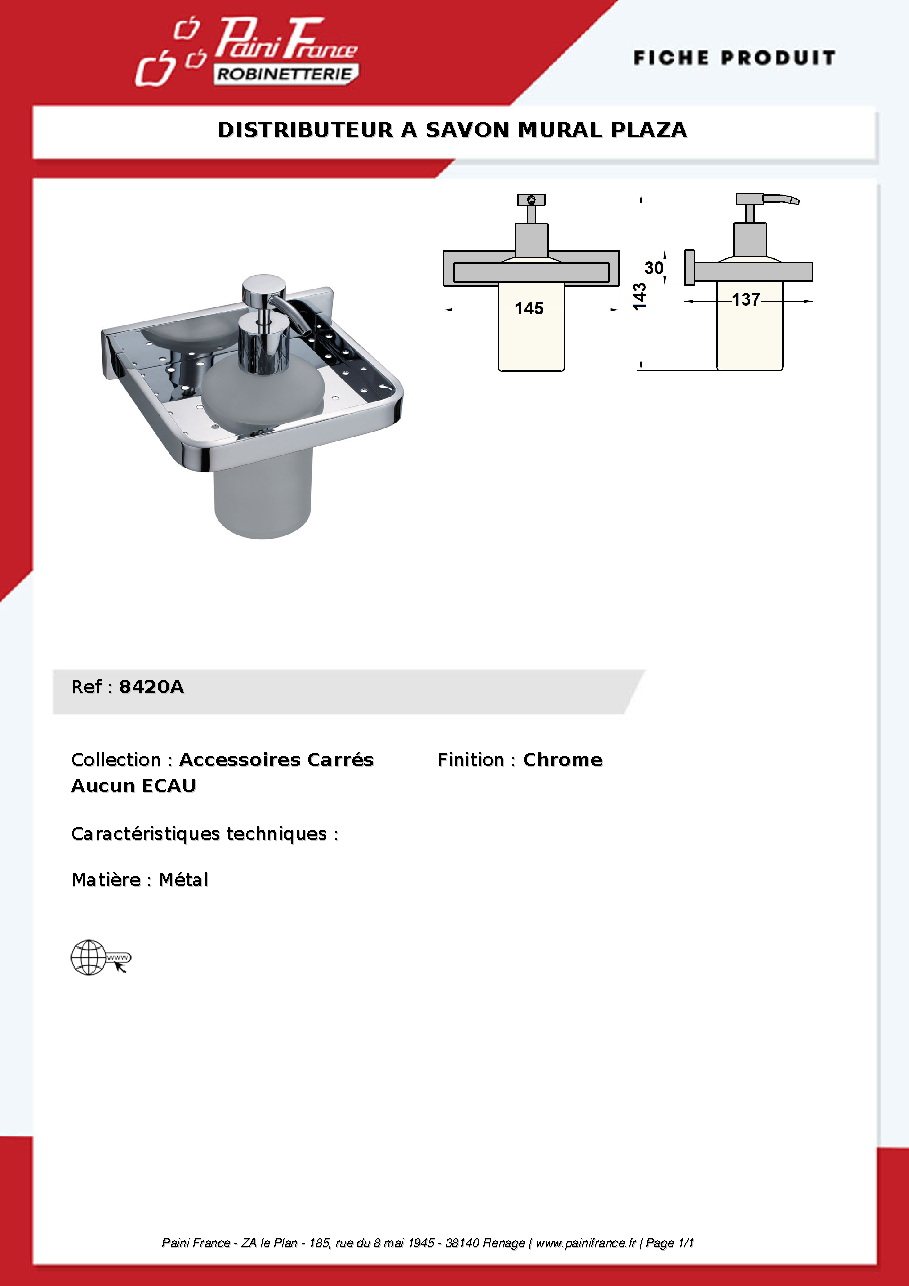 Fiche technique fournisseur