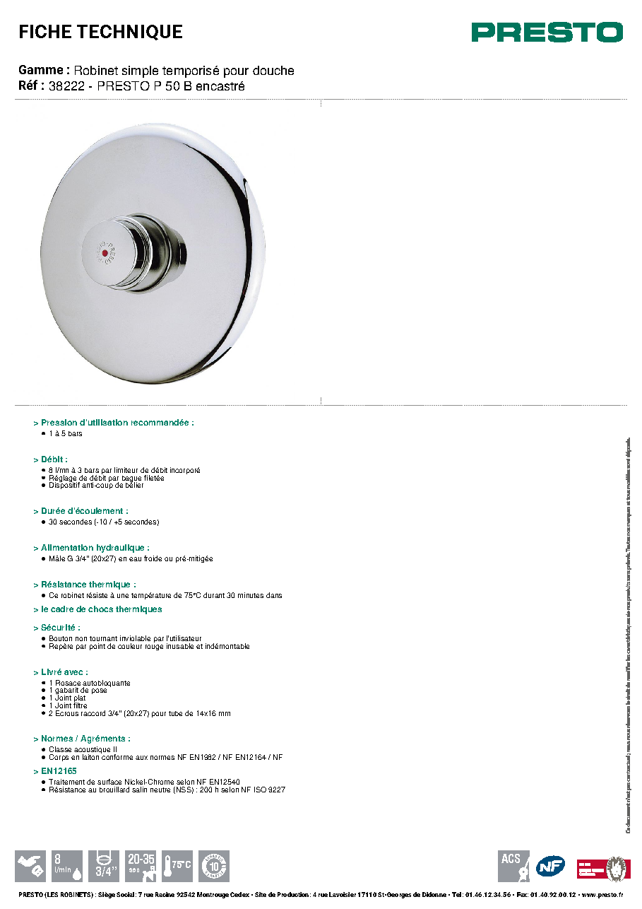 Fiche technique fournisseur