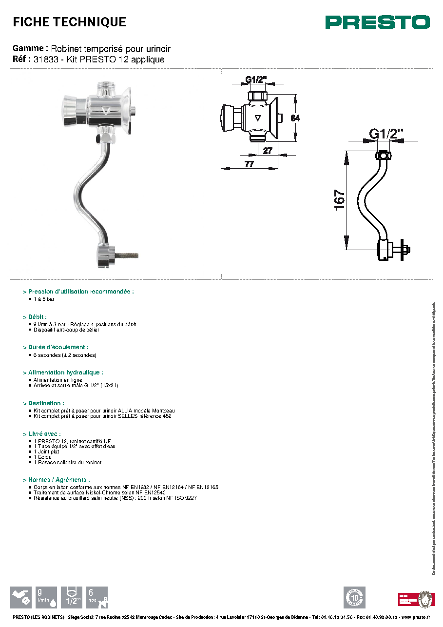 Fiche technique fournisseur
