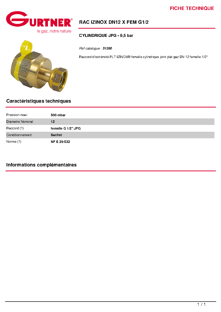 Fiche technique fournisseur