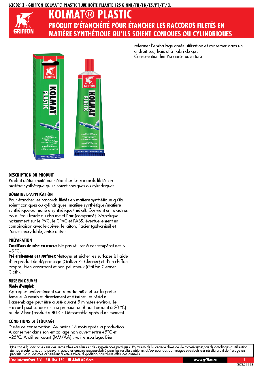 Fiche technique fournisseur