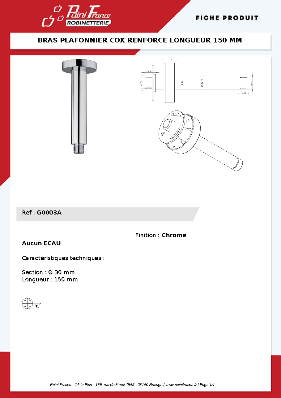 Fiche technique fournisseur