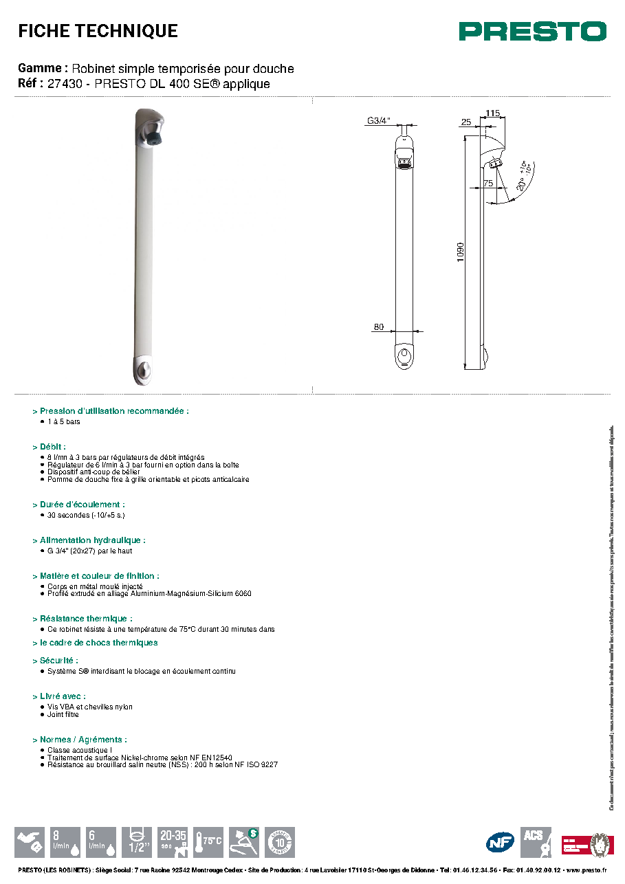 Fiche technique fournisseur