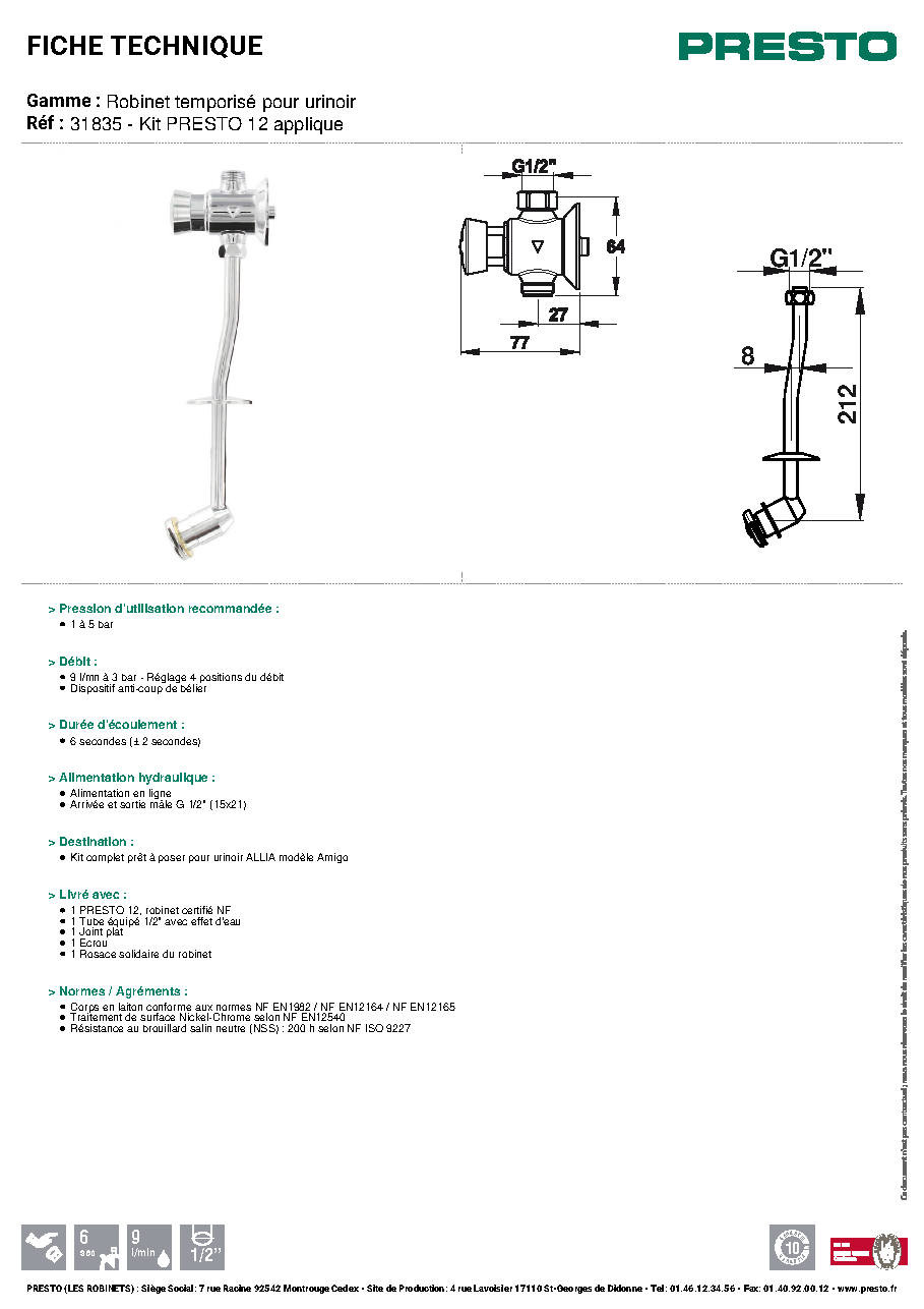 Fiche technique fournisseur