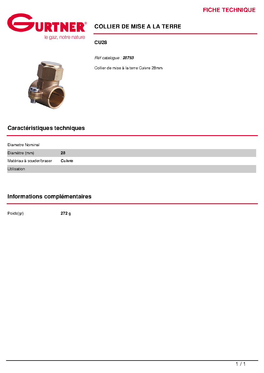 Fiche technique fournisseur
