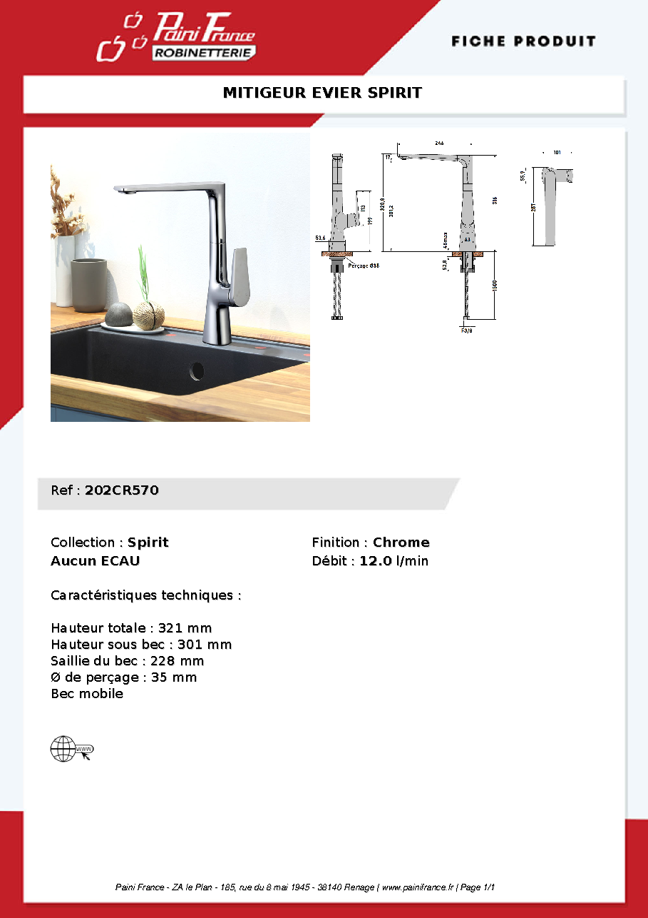 Fiche technique fournisseur