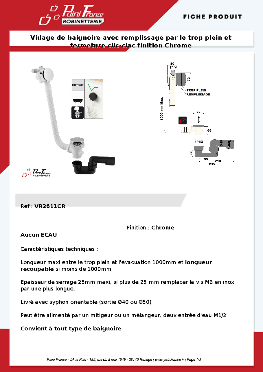 Fiche technique fournisseur