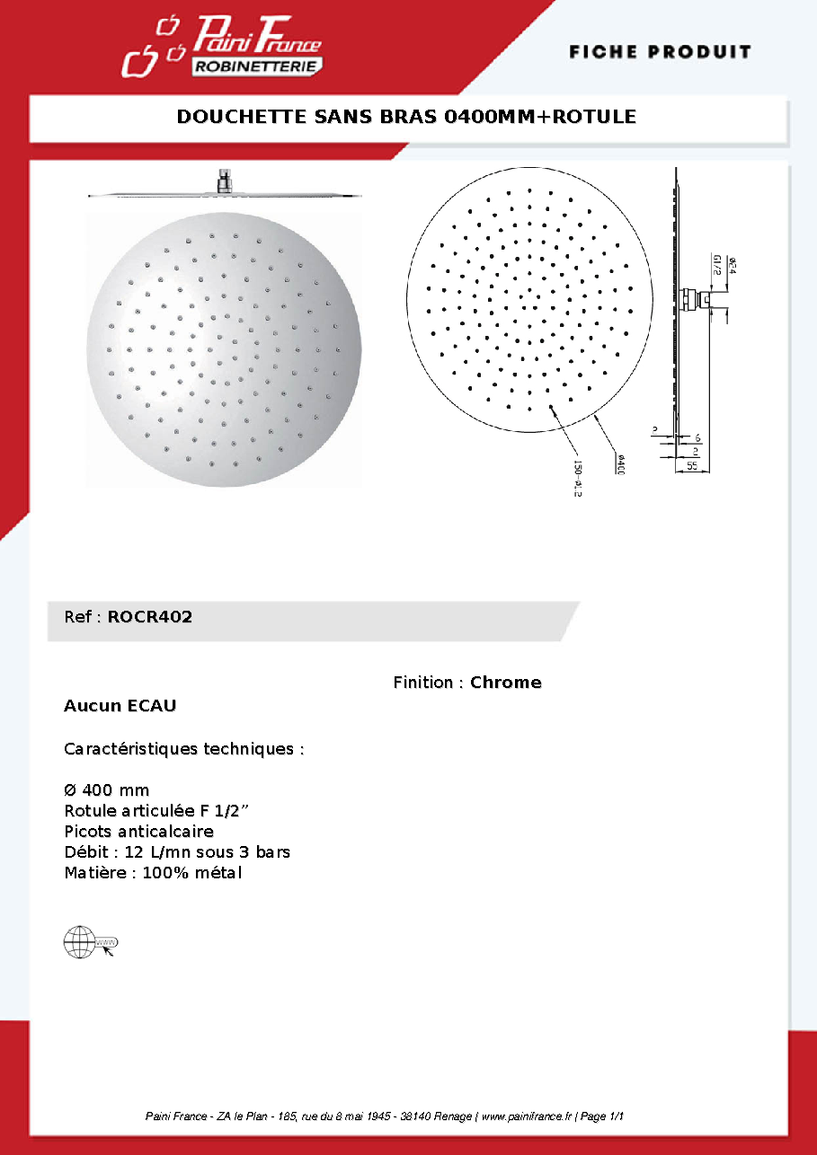 Fiche technique fournisseur
