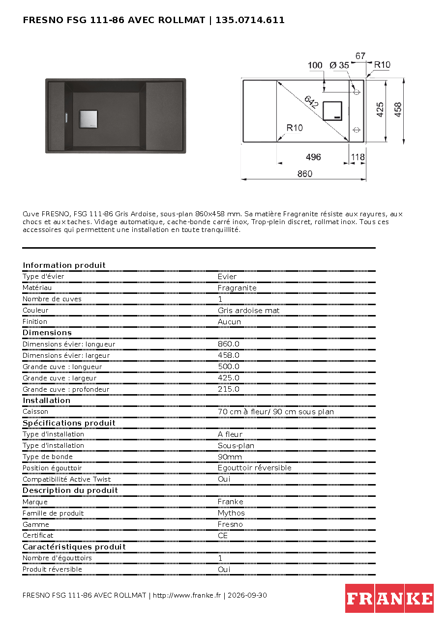 Fiche technique fournisseur