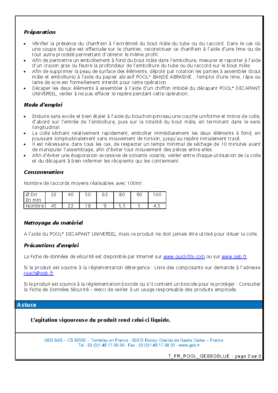 Fiche technique fournisseur