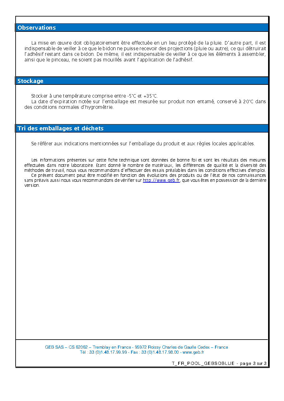 Fiche technique fournisseur