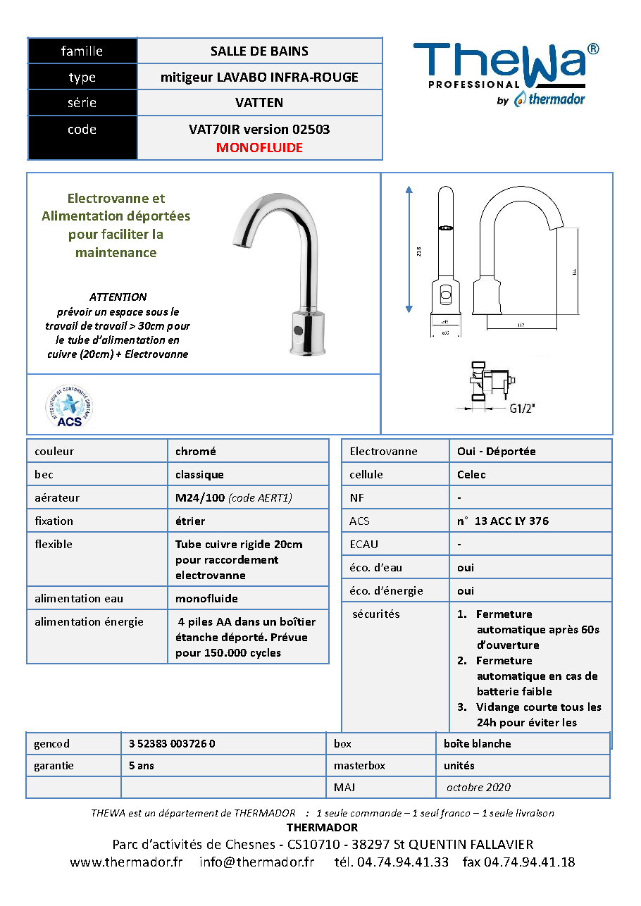 Fiche technique fournisseur