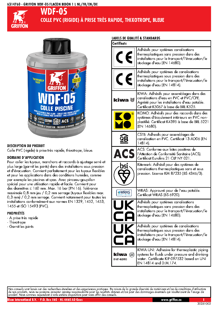 Fiche technique fournisseur
