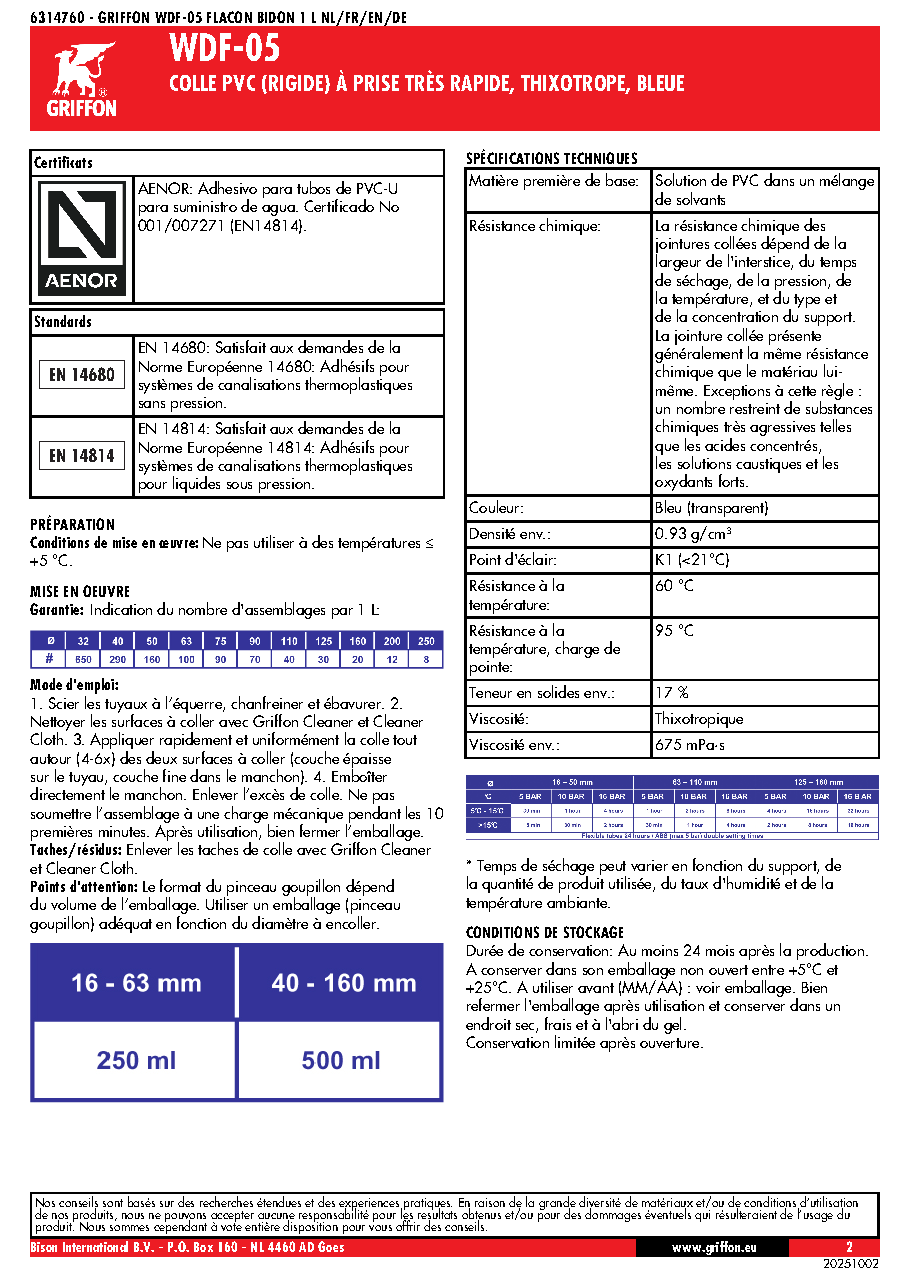 Fiche technique fournisseur