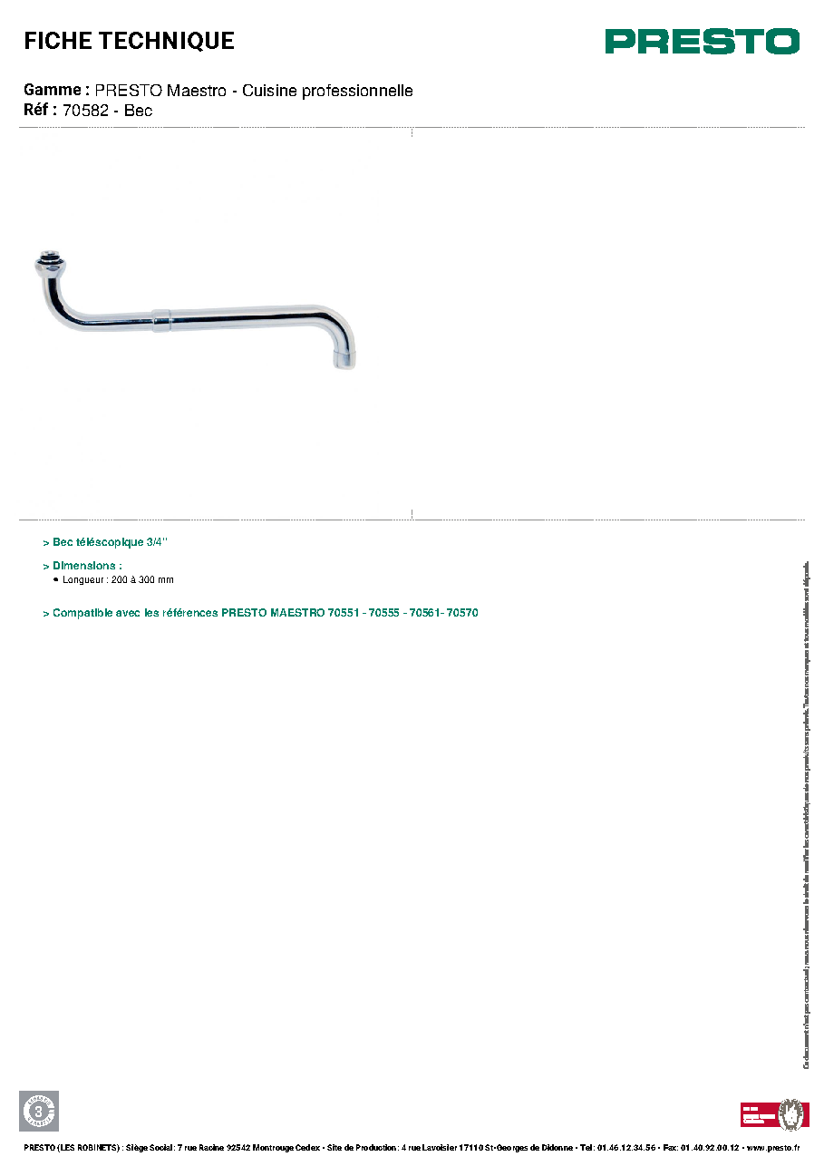Fiche technique fournisseur