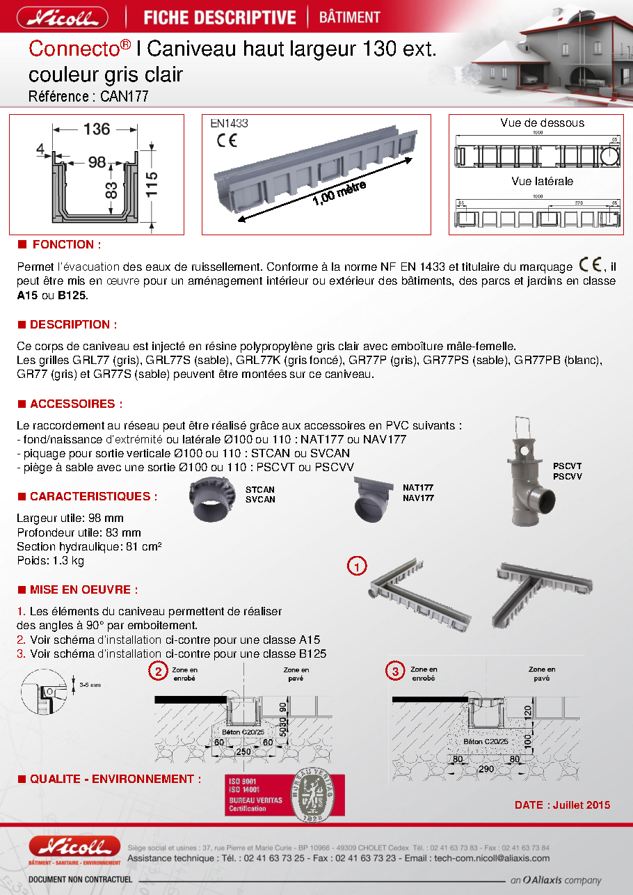 Fiche technique fournisseur