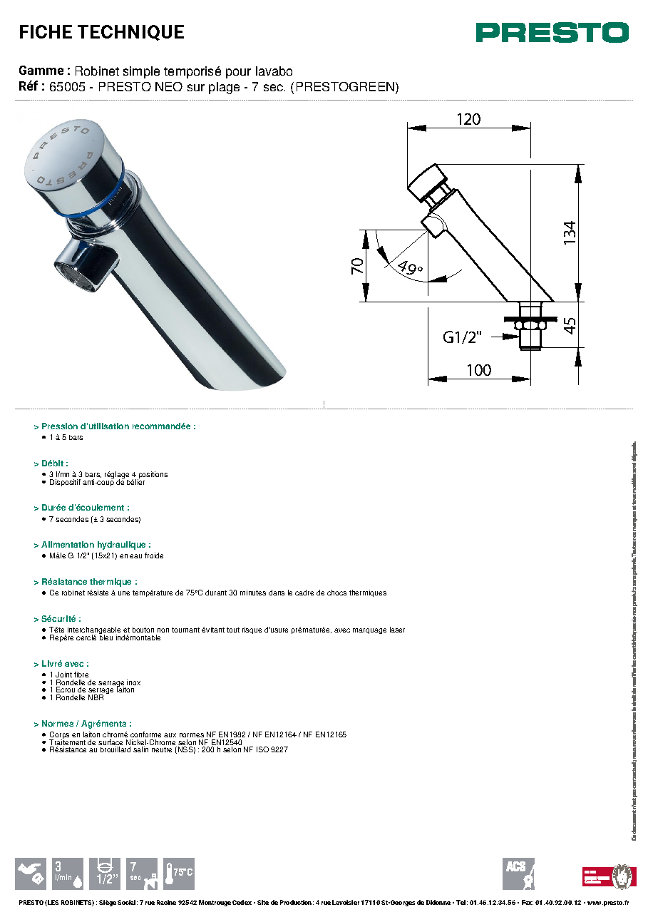 Fiche technique fournisseur