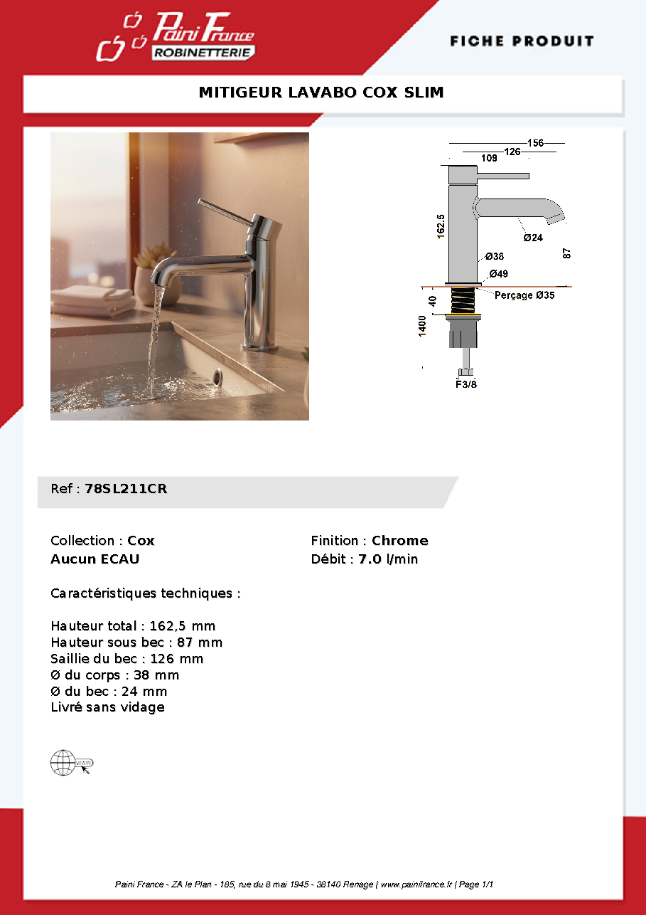 Fiche technique fournisseur