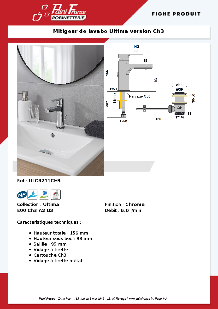 Fiche technique fournisseur