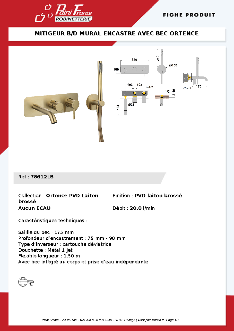 Fiche technique fournisseur