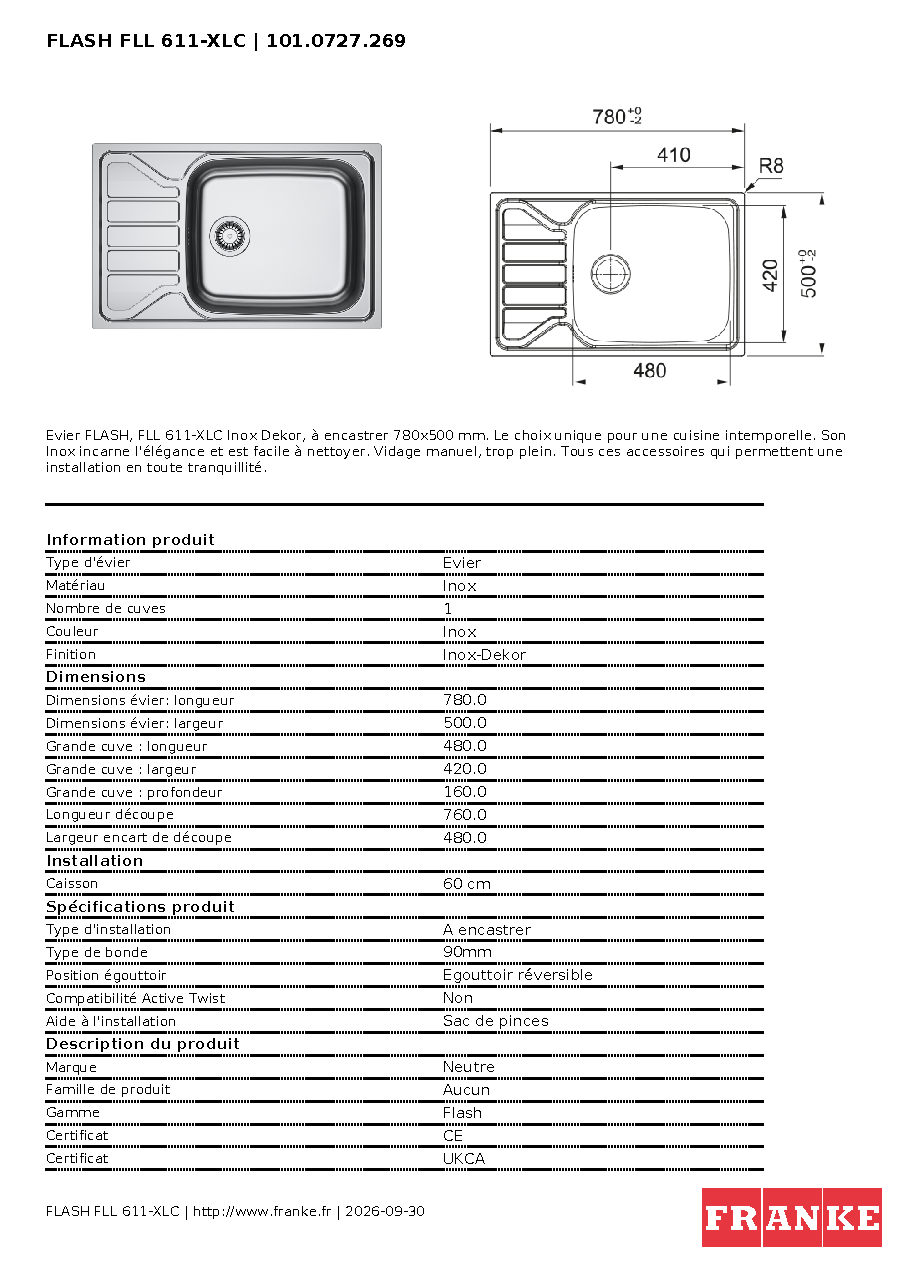 Fiche technique fournisseur