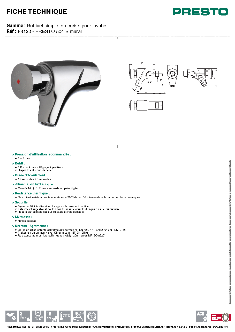 Fiche technique fournisseur