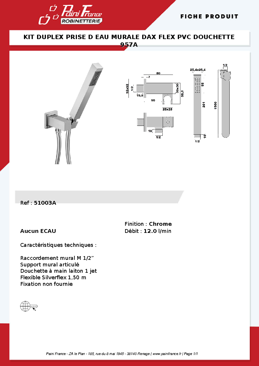 Fiche technique fournisseur