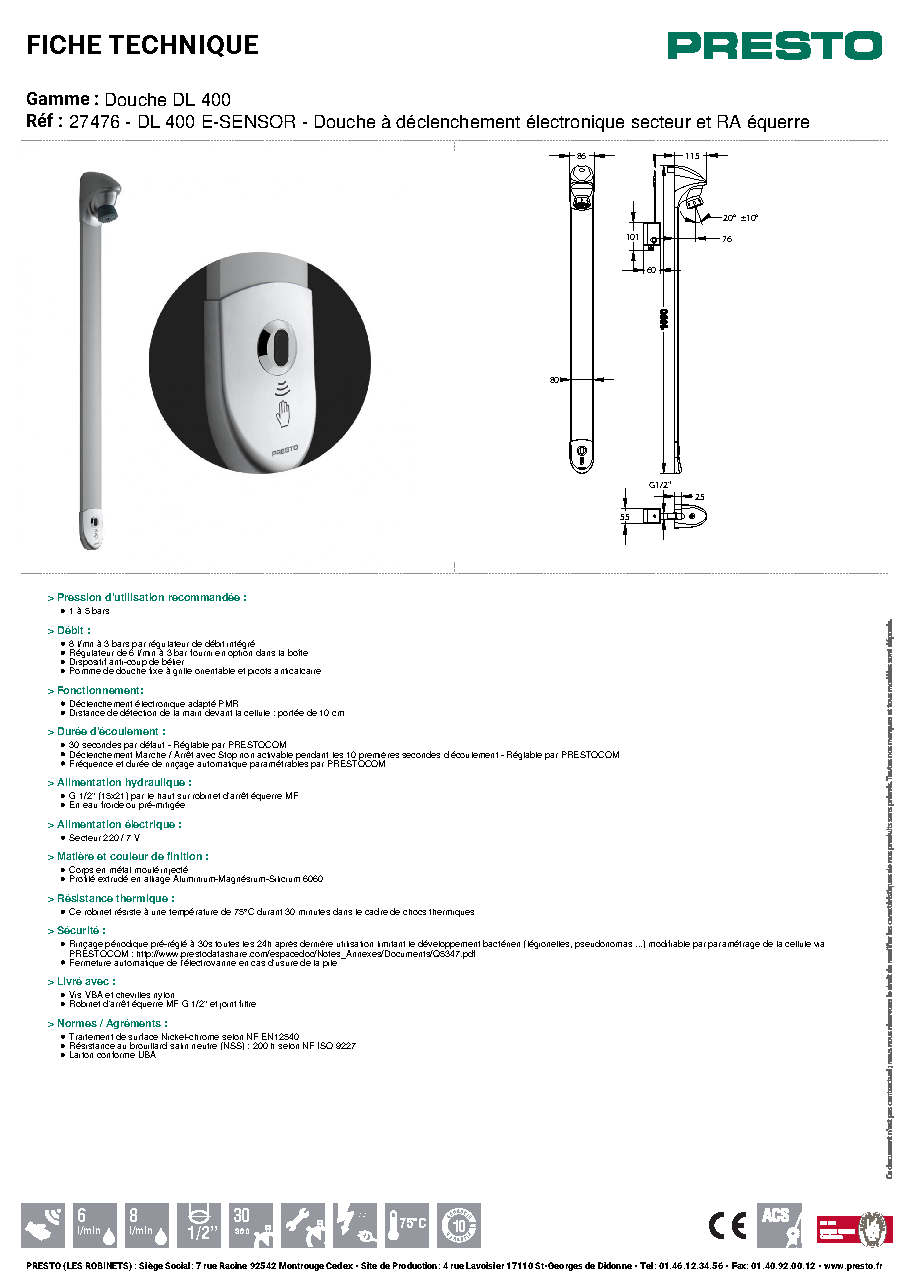 Fiche technique fournisseur